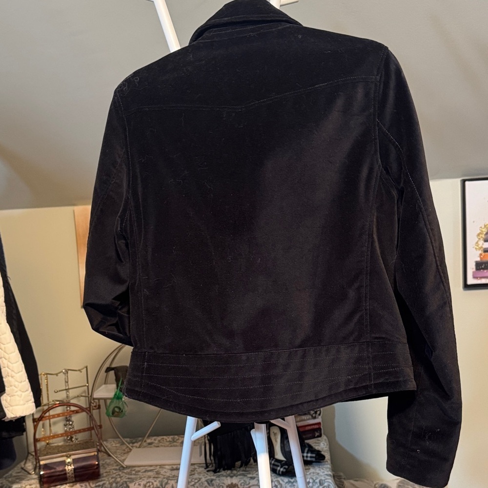 NWOT rag & bone Black Velvet Biker Jacket Crop Style Silver Hardware - Picture 7 of 14